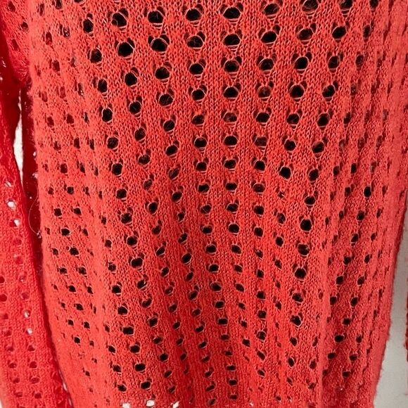 Trouvé Orange oversized linen mohair blend eyelet sweater size small - Picture 5 of 6